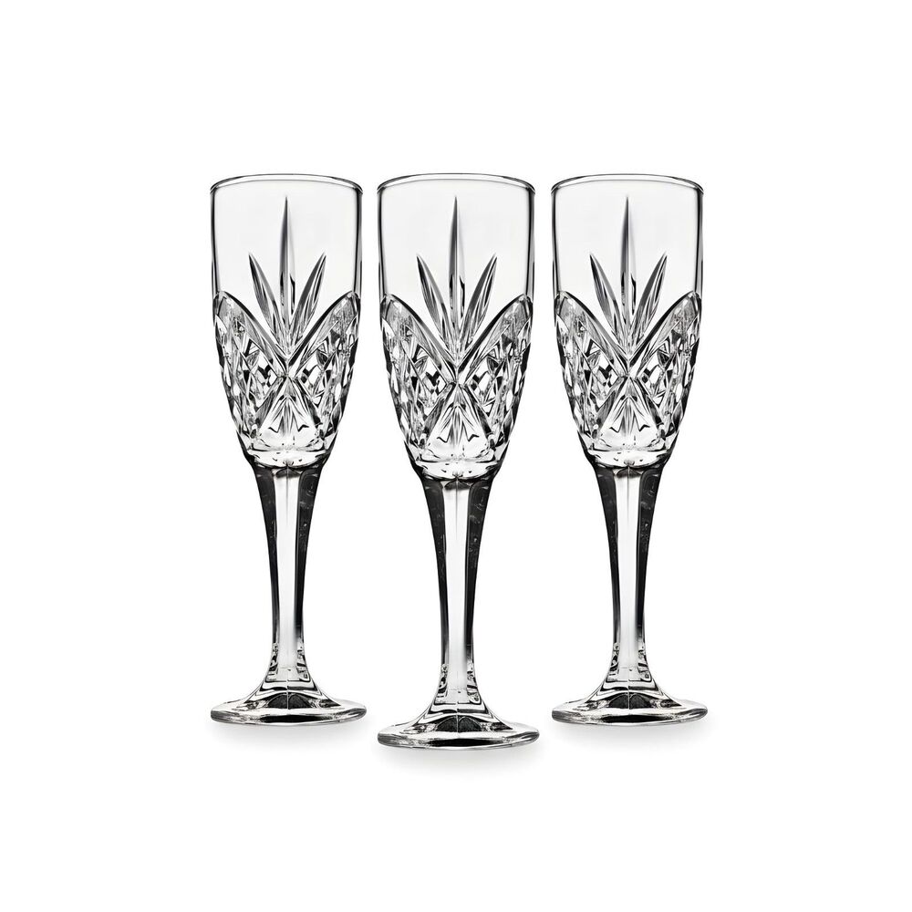 Famous Haus Carved Champagne Flutes Set of 6, 6 oz